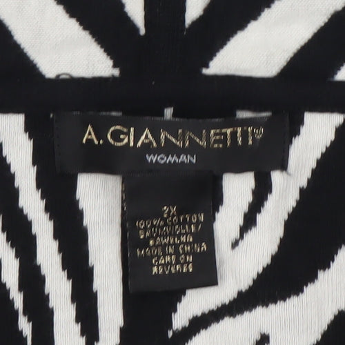 A. Giannetti Women’s 2XL Black White Zebra Print Cotton Cardigan