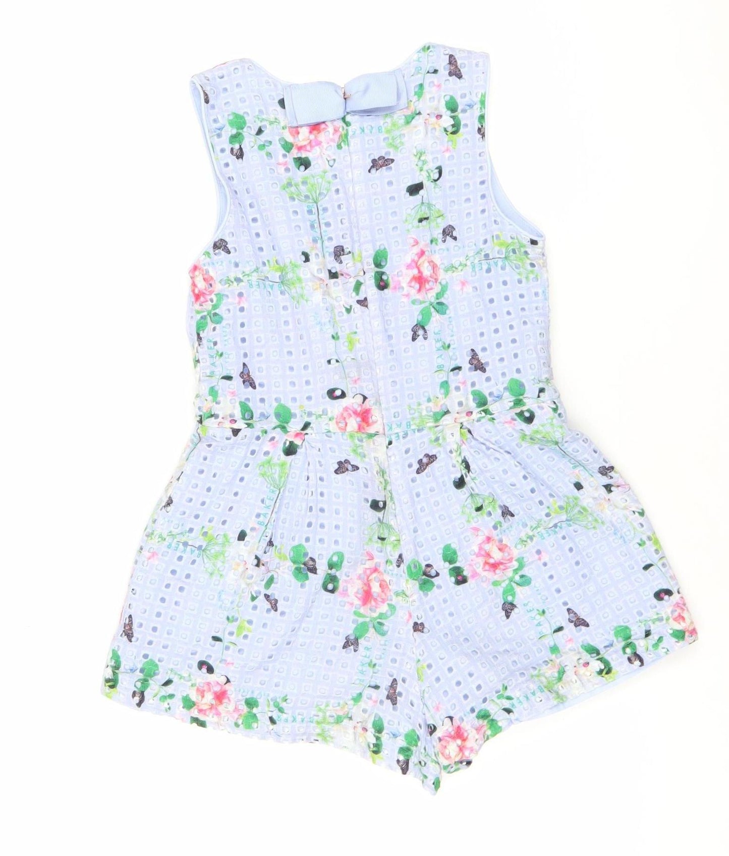 Baker by Ted Baker Girls Blue Floral Cotton Playsuit 9 Years Sleeveless
