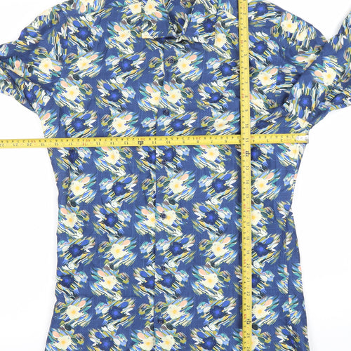 Van Larsson Men's Blue Floral Slim Fit Long Sleeve Button-Up Shirt Size 15