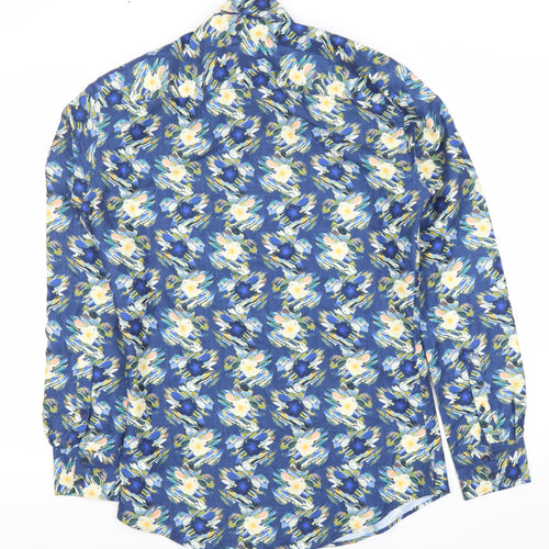 Van Larsson Men's Blue Floral Slim Fit Long Sleeve Button-Up Shirt Size 15