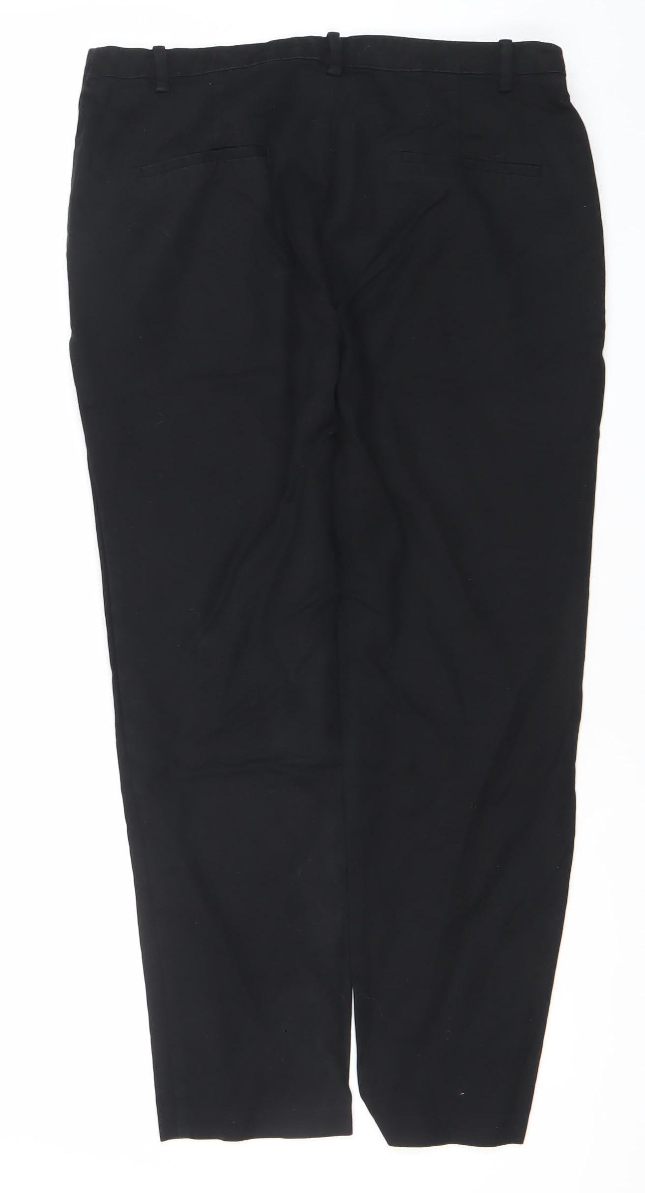 Zara Basic Women Black Slim Straight Leg Trousers Size 12