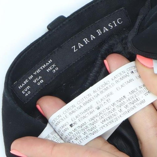 Zara Basic Women Black Slim Straight Leg Trousers Size 12