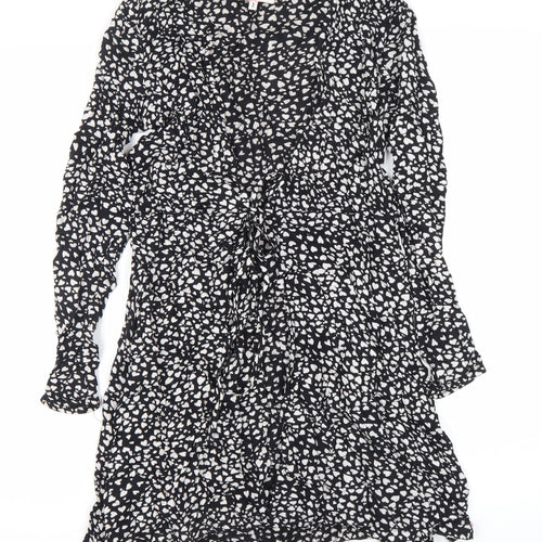 Superdry Women’s Black Wrap Dress XS Viscose Animal Print