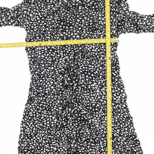 Superdry Women’s Black Wrap Dress XS Viscose Animal Print