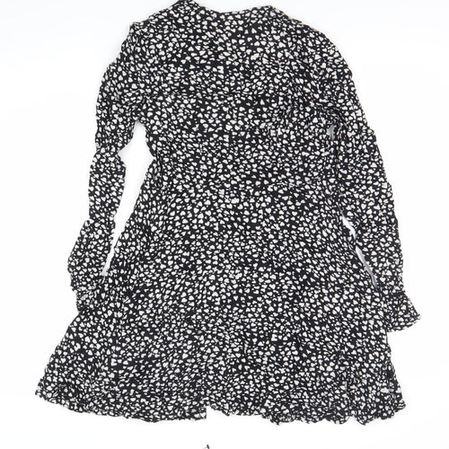 Superdry Women’s Black Wrap Dress XS Viscose Animal Print