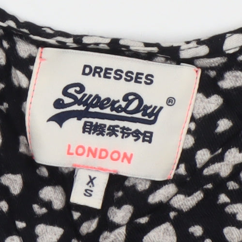 Superdry Women’s Black Wrap Dress XS Viscose Animal Print