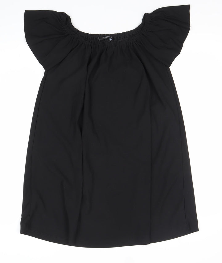 Mango Women’s Black Off Shoulder Shift Dress S Short Sleeve