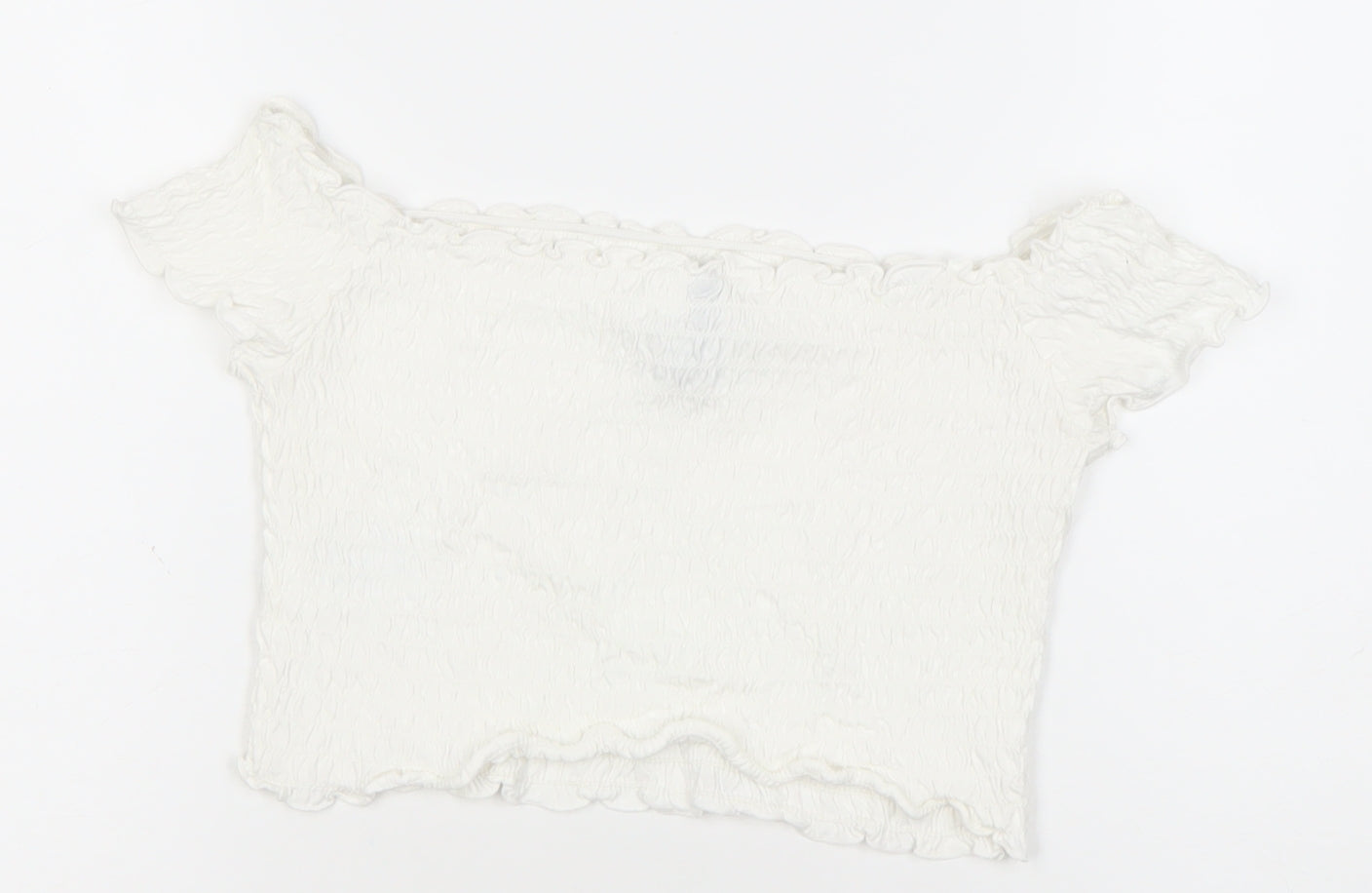 H&M Women’s White Off-Shoulder Cropped Top Size 10 Slim Fit