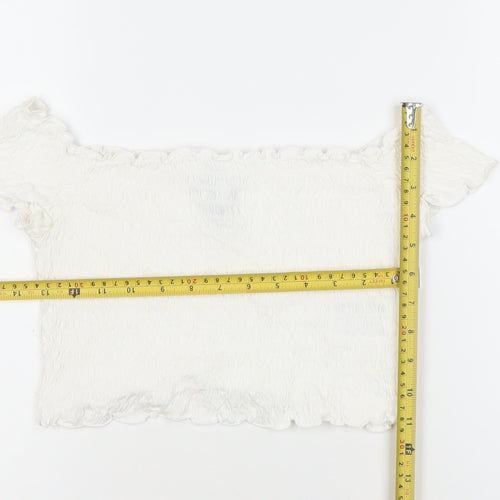 H&M Women’s White Off-Shoulder Cropped Top Size 10 Slim Fit