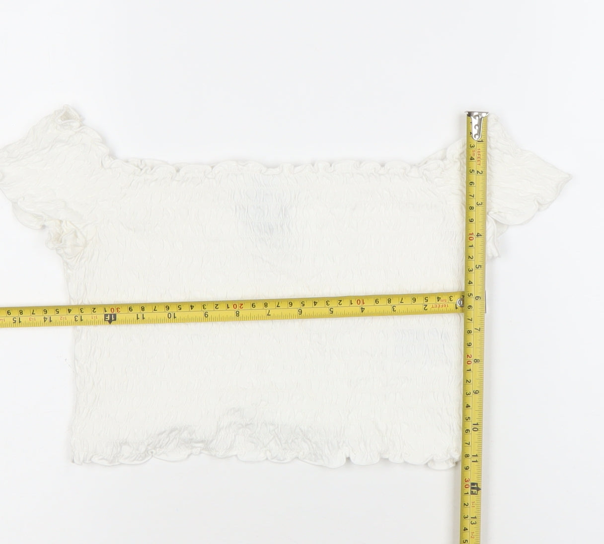 H&M Women’s White Off-Shoulder Cropped Top Size 10 Slim Fit