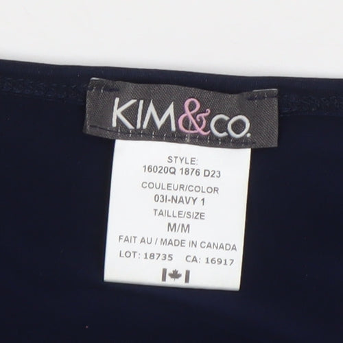 Kim & Co Womens Blue M Shirt Dress V-Neck 3/4 Sleeve Casual Workwear