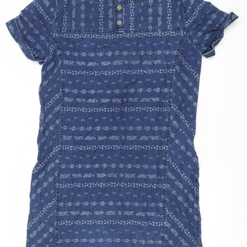 Laura Ashley Women’s Blue Floral Shift Dress Size 12 Boho Casual