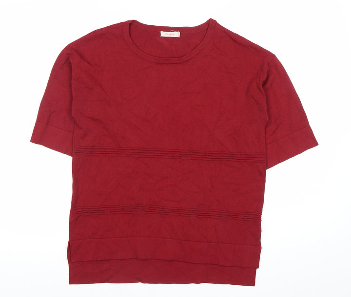 Finery Women Red Size 8 Short Sleeve Crew Neck Jersey Top