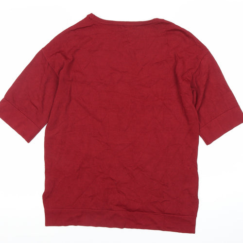 Finery Women Red Size 8 Short Sleeve Crew Neck Jersey Top