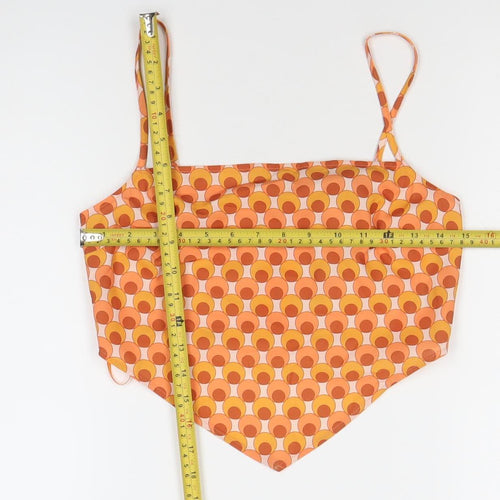 Threadbare Womens Orange Geometric Cami Top Size 8 Retro Zip Detail