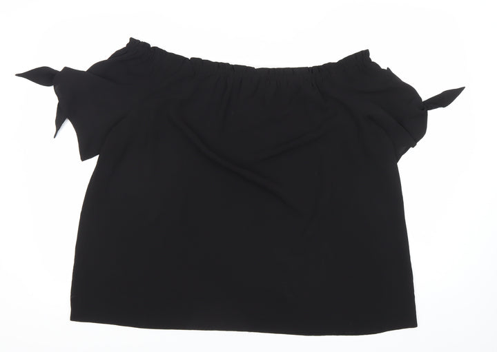 Dorothy Perkins Women Black Size 20 Off Shoulder Bow Sleeve Blouse