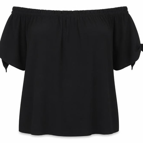 Dorothy Perkins Women Black Size 20 Off Shoulder Bow Sleeve Blouse
