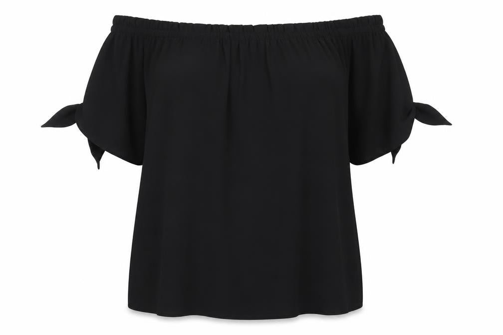 Dorothy Perkins Women Black Size 20 Off Shoulder Bow Sleeve Blouse