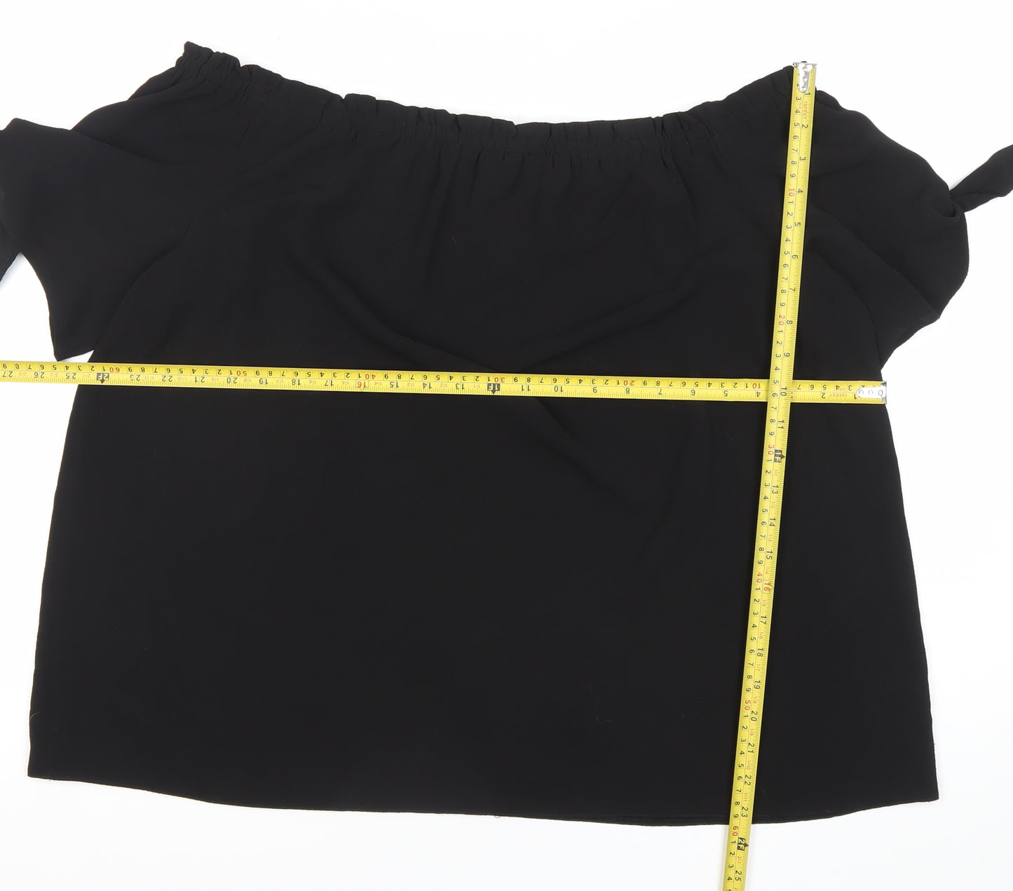Dorothy Perkins Women Black Size 20 Off Shoulder Bow Sleeve Blouse