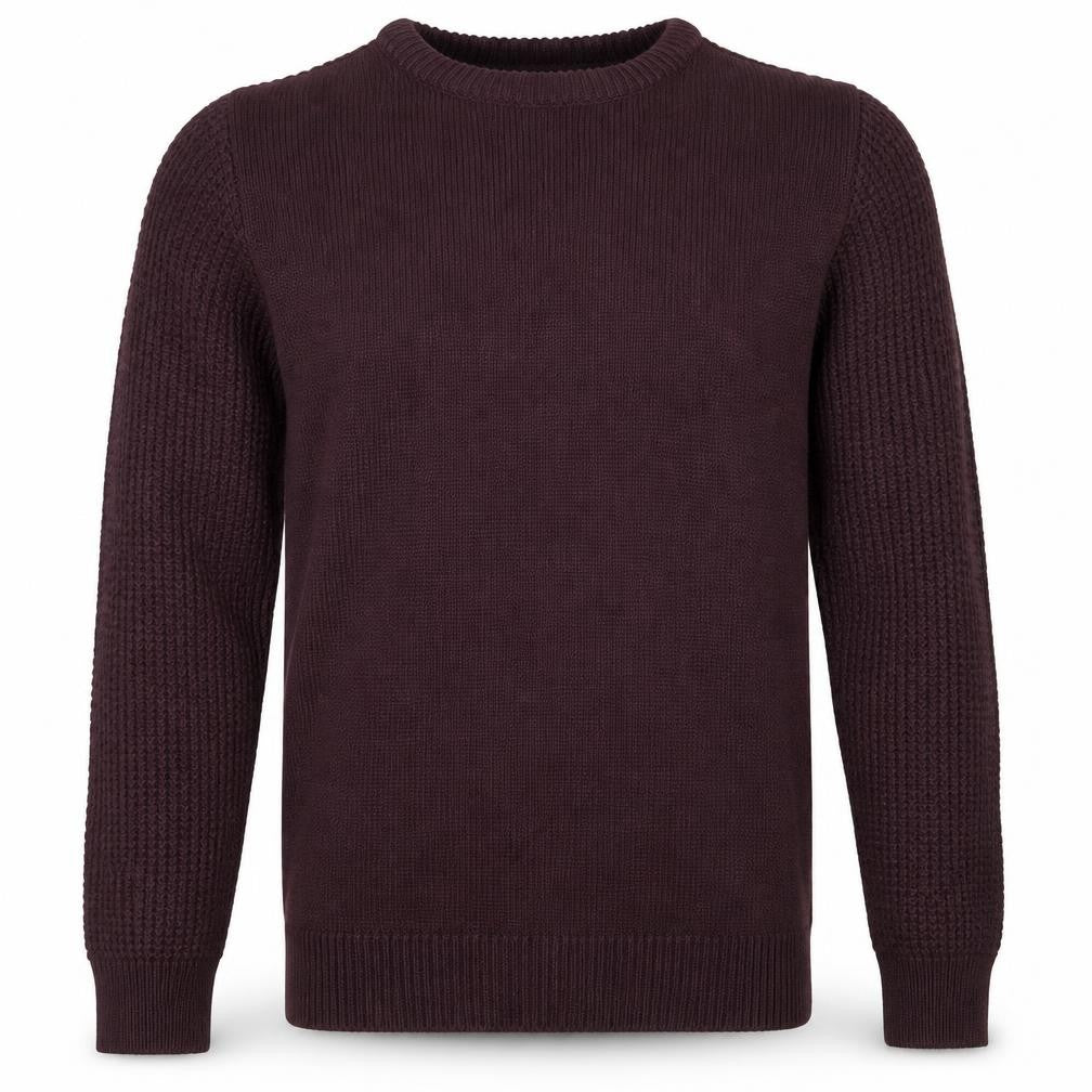 Burton Menswear Men’s Purple M Chunky Knit Crew Neck Jumper