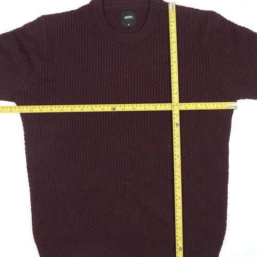 Burton Menswear Men’s Purple M Chunky Knit Crew Neck Jumper