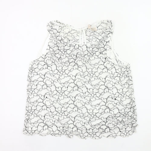 H&M Women White Floral Lace Sleeveless Blouse Size 12