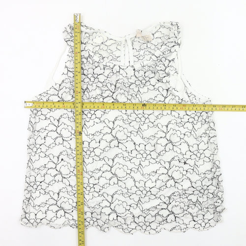 H&M Women White Floral Lace Sleeveless Blouse Size 12
