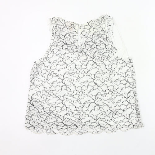 H&M Women White Floral Lace Sleeveless Blouse Size 12