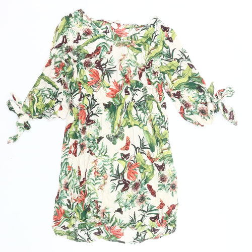 H&M Women’s Multicoloured Floral Shift Dress Size 8 Viscose