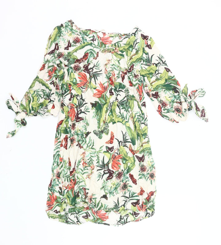 H&M Women’s Multicoloured Floral Shift Dress Size 8 Viscose