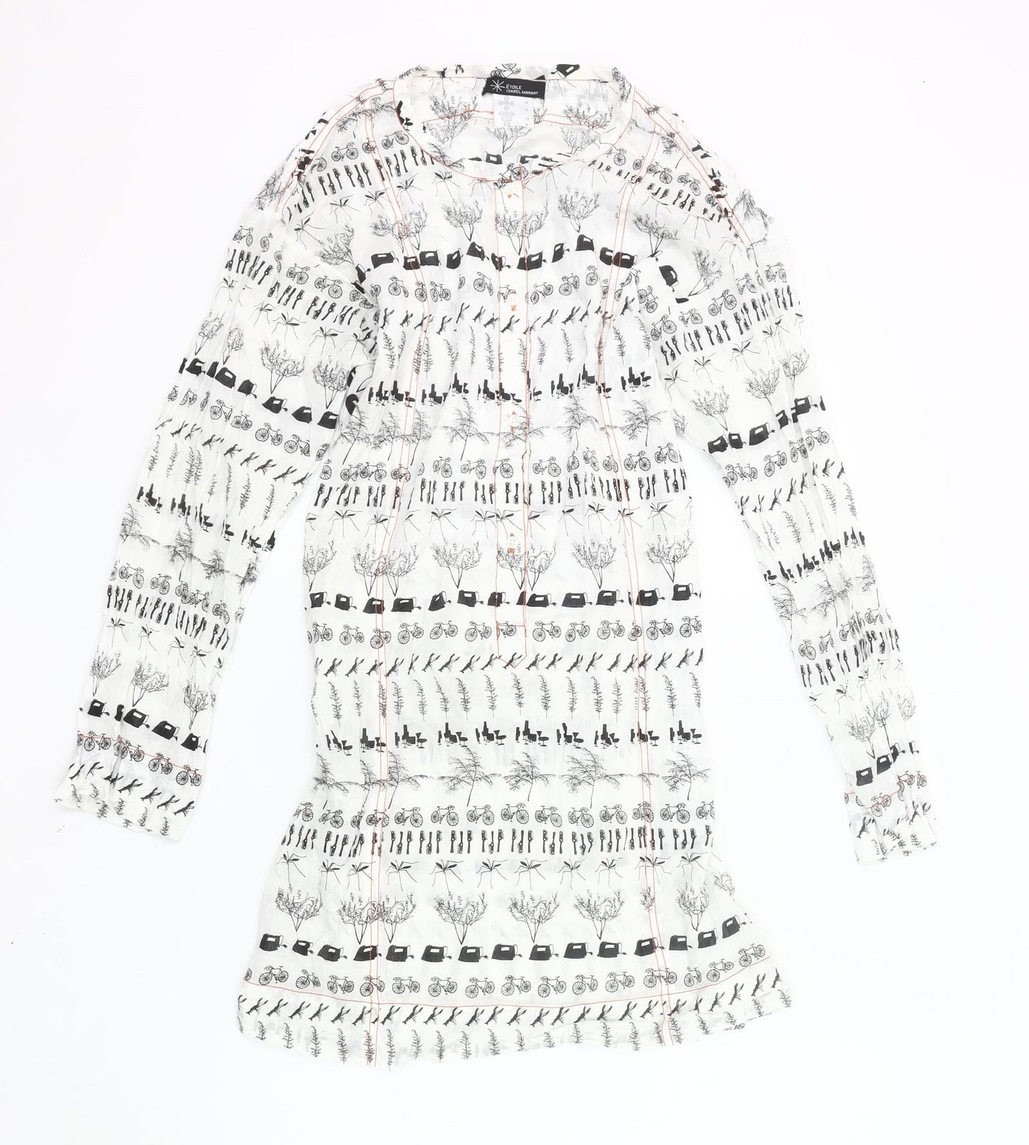 Étoile Isabel Marant Womens White Blouse UK 8 Tunic Long Sleeve