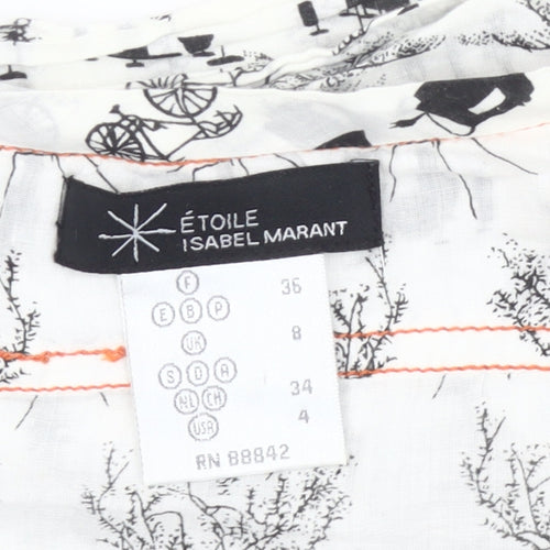 Étoile Isabel Marant Womens White Blouse UK 8 Tunic Long Sleeve