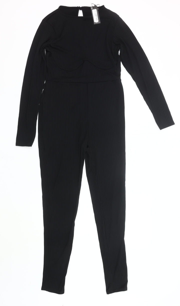 PrettyLittleThing Women’s Black Slim Fit Long Sleeve Jumpsuit UK 12