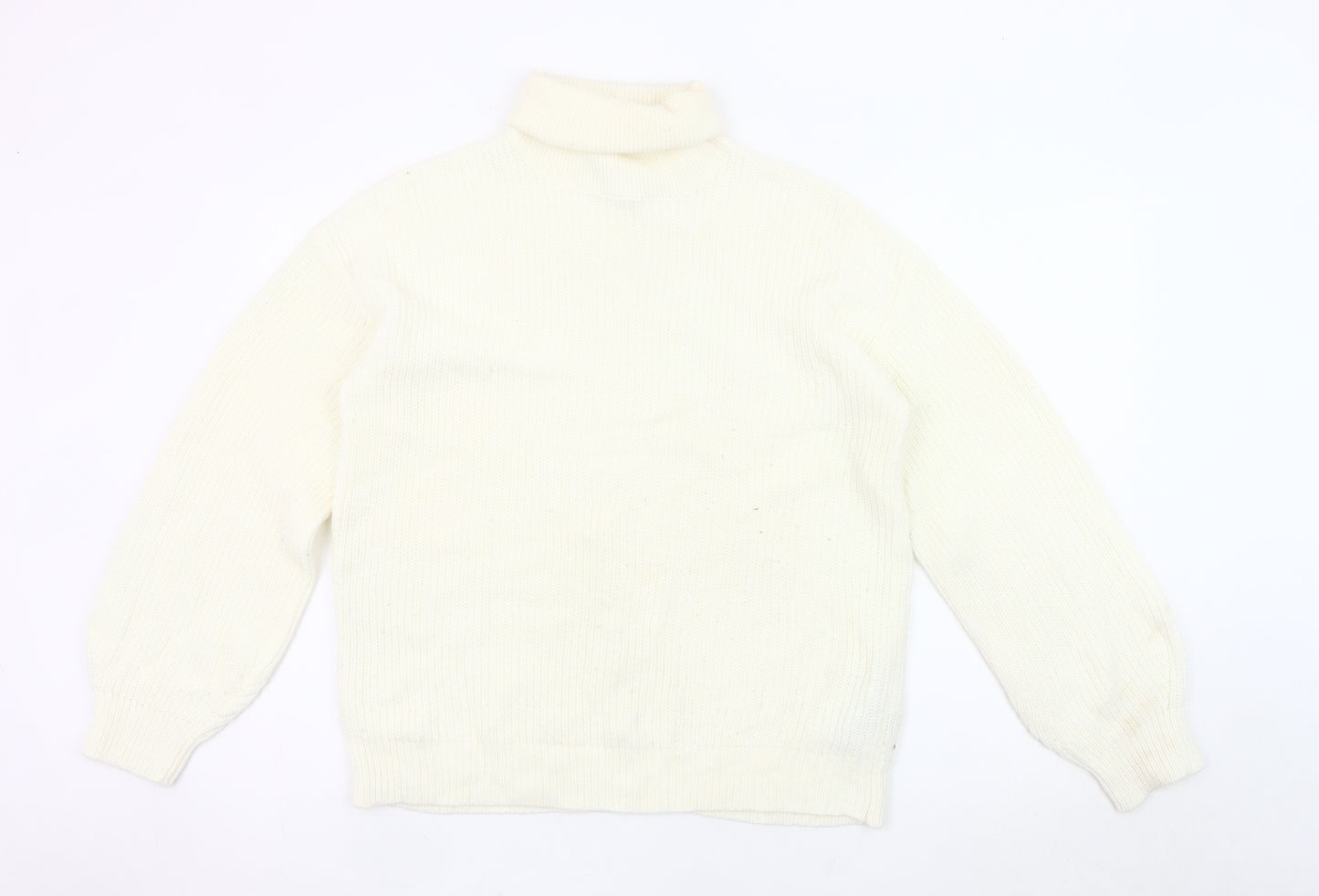 Vila Women White Roll Neck Knit Jumper L Long Sleeve Pullover