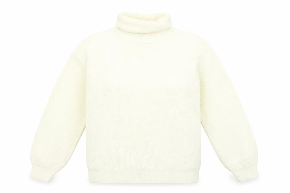 Front view of VILA Women White Roll Neck Knit Jumper L Long Sleeve Pullover