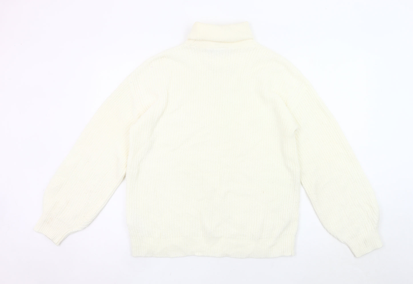 Vila Women White Roll Neck Knit Jumper L Long Sleeve Pullover