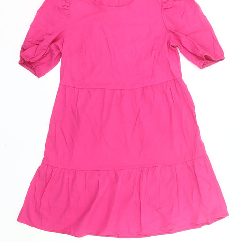 Stradivarius Women’s Pink Knee Length Puff Sleeve Shift Dress UK 10