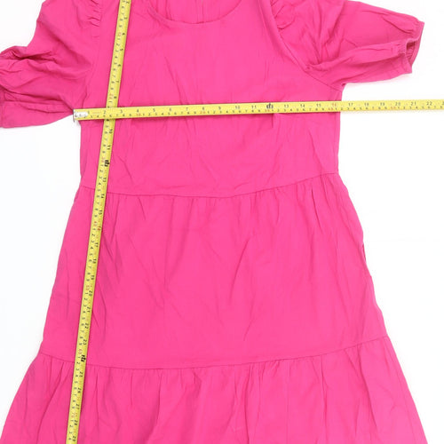 Stradivarius Women’s Pink Knee Length Puff Sleeve Shift Dress UK 10