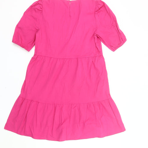 Stradivarius Women’s Pink Knee Length Puff Sleeve Shift Dress UK 10