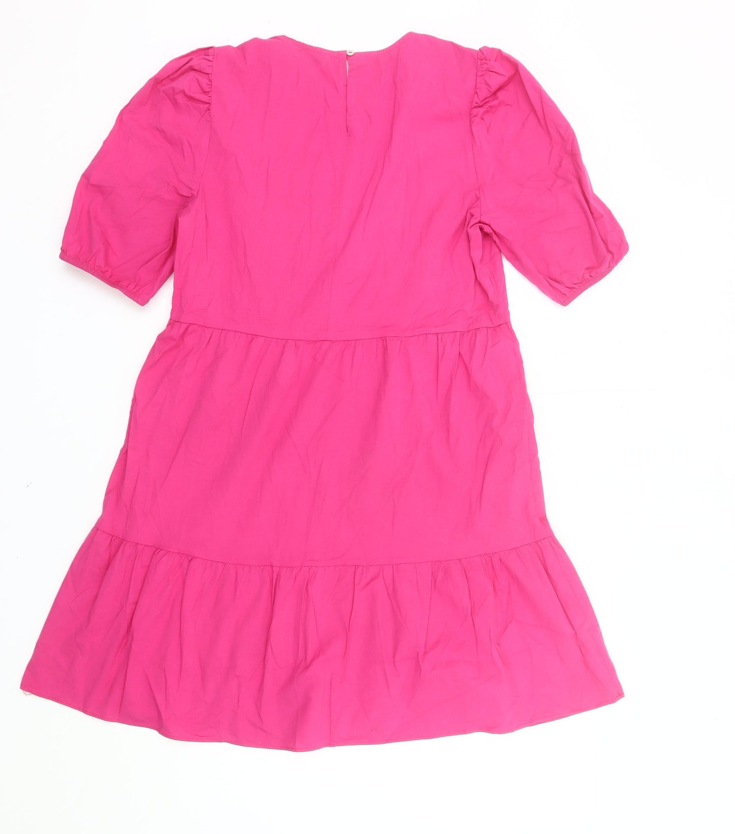 Stradivarius Women’s Pink Knee Length Puff Sleeve Shift Dress UK 10
