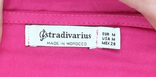 Stradivarius Women’s Pink Knee Length Puff Sleeve Shift Dress UK 10