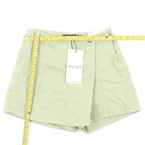 Stradivarius Women’s Green Wrap Skort Shorts UK 6 Cotton Casual