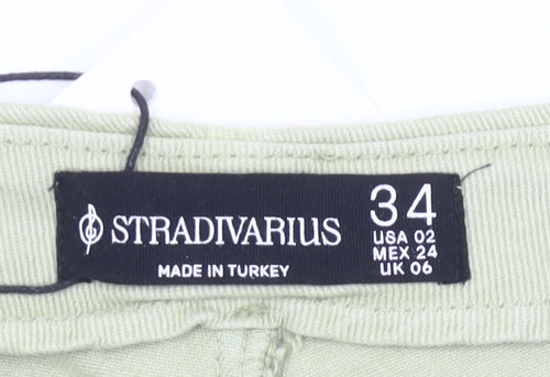 Stradivarius Women’s Green Wrap Skort Shorts UK 6 Cotton Casual