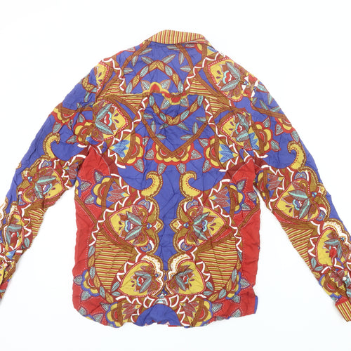 Topman Men's Multicoloured Retro Cotton Long Sleeve Shirt S