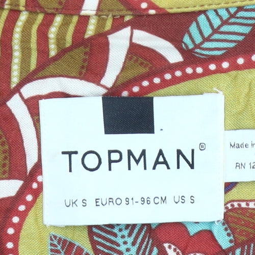 Topman Men's Multicoloured Retro Cotton Long Sleeve Shirt S