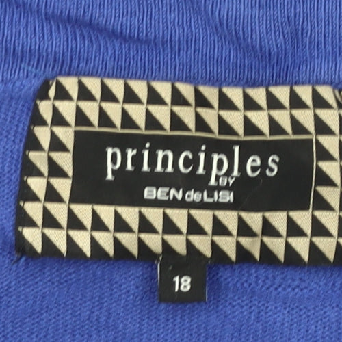 Principles by Ben de Lisi Womens Blue Size 18 Short Sleeve Pullover Jumper