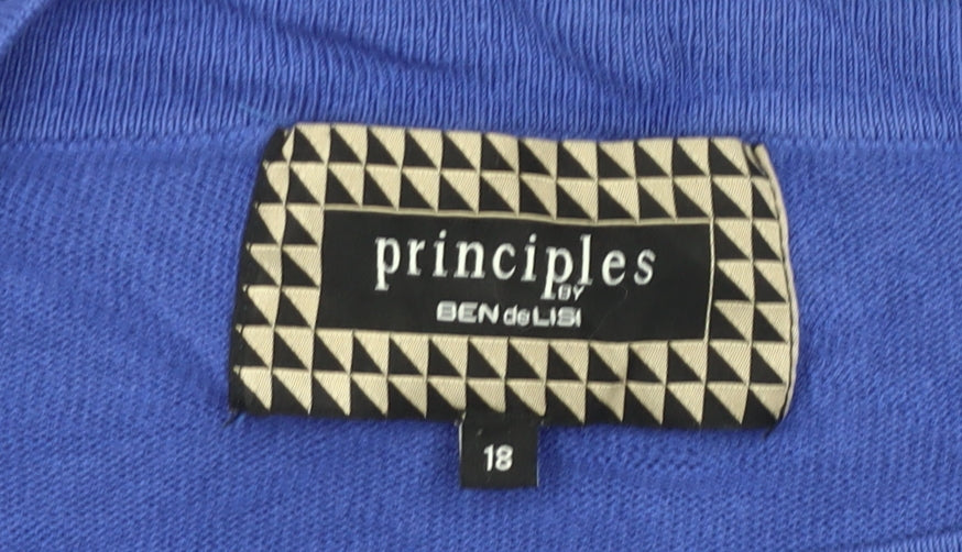 Principles by Ben de Lisi Womens Blue Size 18 Short Sleeve Pullover Jumper