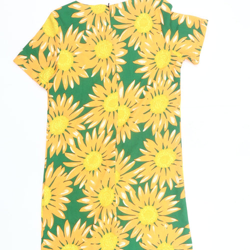Vera & Lucy Women’s Yellow Green Floral Shift Dress S/M