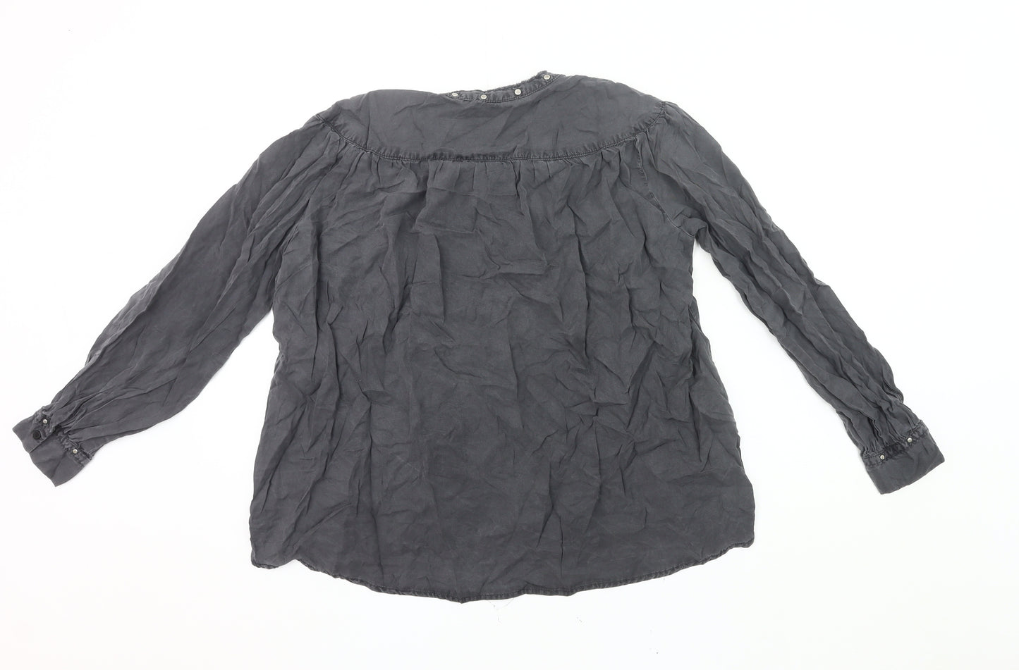 Zara Women Grey Cotton Long Sleeve Blouse Size 12 Tunic Style