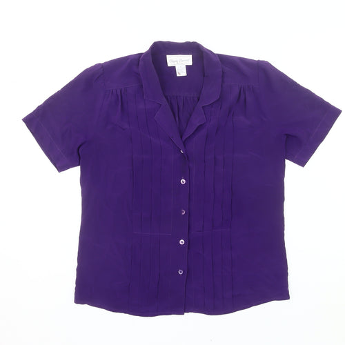 Claude Bennett Women’s Purple Petite Blouse Size 6 Short Sleeve